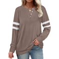 thumbnail image 1 of Womens Casual Sweatshirts Color Block Long Sleeve Sweaters Buttons Henley, 1 of 5