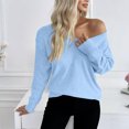 thumbnail image 4 of Chandails Légers pour Femmes, Chandails Légers à Col en V Tricotés Unis à la Mode, 4 of 8