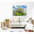 thumbnail image 2 of wall26 Removable Wall Sticker/Wall Mural - Idyllic Rural Landscape in Spring with a Beautifully Blossoming Apple Tree | Creative Window View Home Decor/Wall Decor - 24"x32", 2 of 5