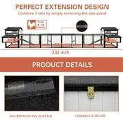 PETSCOSSET Large Wooden Chicken Coop with Run for 4-8 Chickens, Weatherproof Hen House with 2 Nesting Boxes, UV-Proof Roof & 4 Roosting Bars, Extendable Design for Extra Space, Black