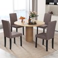 thumbnail image 2 of Gymax Dining Chair Set of 4 Fabric Upholstered Rubber Wood Legs Side Armless Brown, 2 of 9