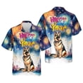 thumbnail image 3 of Happy New Year with German Shepherd Fireworks Holiday Xmas Winter 2025 Hawaiian Shirt Breathable Summer Unisex Merch Alsatian Dog Lover Gifts - 00025, 3 of 6