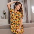 thumbnail image 3 of Kdxio Diamond Bohemian Sunflower Pattern Womens Short Sleeve Sleepshirt Scoopneck Cute Nightdress Ruffle Comfy Nightgown, 3 of 6