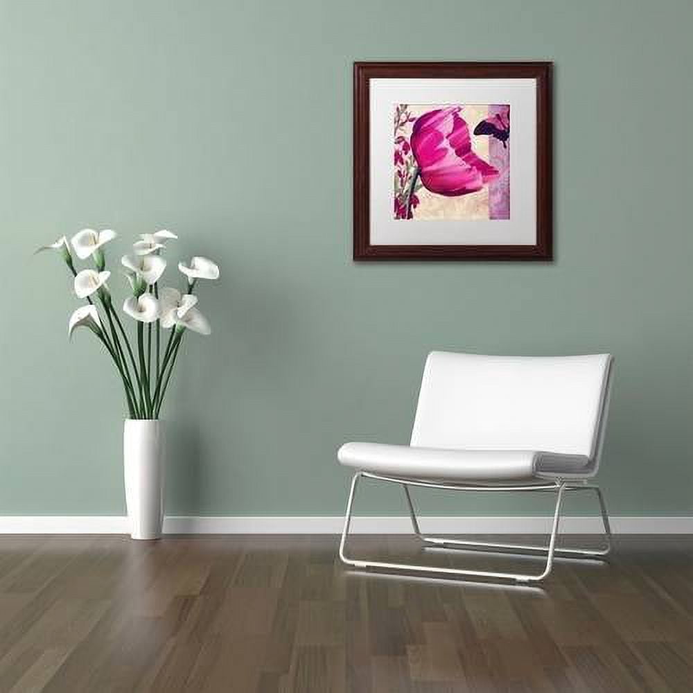 Trademark Fine Art " Pink Poppy II " Canvas Art by Color Bakery White Matte, Wood Frame