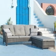 thumbnail image 2 of Pocassy  3-Piece Outdoor Wicker Sofa Set with Ottoman Grey/Grey, 2 of 5