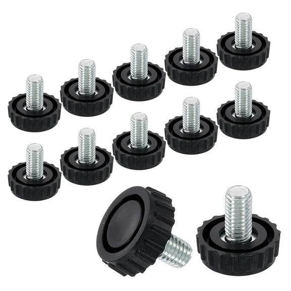 12Pack M8 Thread Furniture Feet Levelers, 24x15 Adjustable Leveling Screw, Black