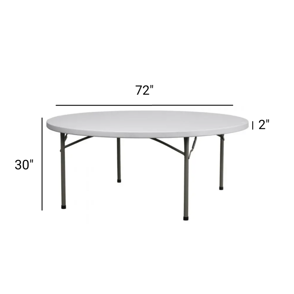 Rhino Plastic Table - 71" Round - White Granite