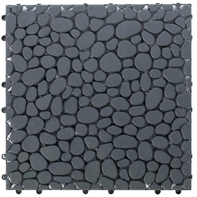 Miniature FAIRY GARDEN ~ 8" Round Black Color Pebble Stone Base Mat 