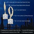 thumbnail image 2 of Gem Stone King 18K Yellow Gold Plated Silver White Moissanite and White Diamond Earrings for Women (3.41 Cttw, Gemstone Birthstone, Cushion 7MM), 2 of 6