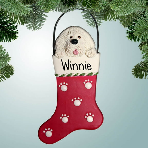Bichon in Stocking - Personalized Christmas Ornament - Perfect Stocking Stuffer - Great Gift Ideas
