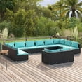 thumbnail image 1 of vidaXL 12 Piece Patio Lounge Set with Cushions Black Poly Rattan, 1 of 5