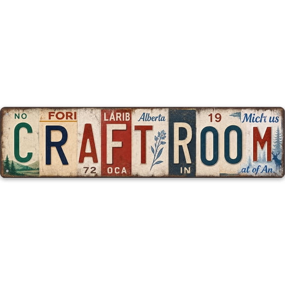 Vintage Craft Room Metal metal sign 16x4 Inch Wall Decor
