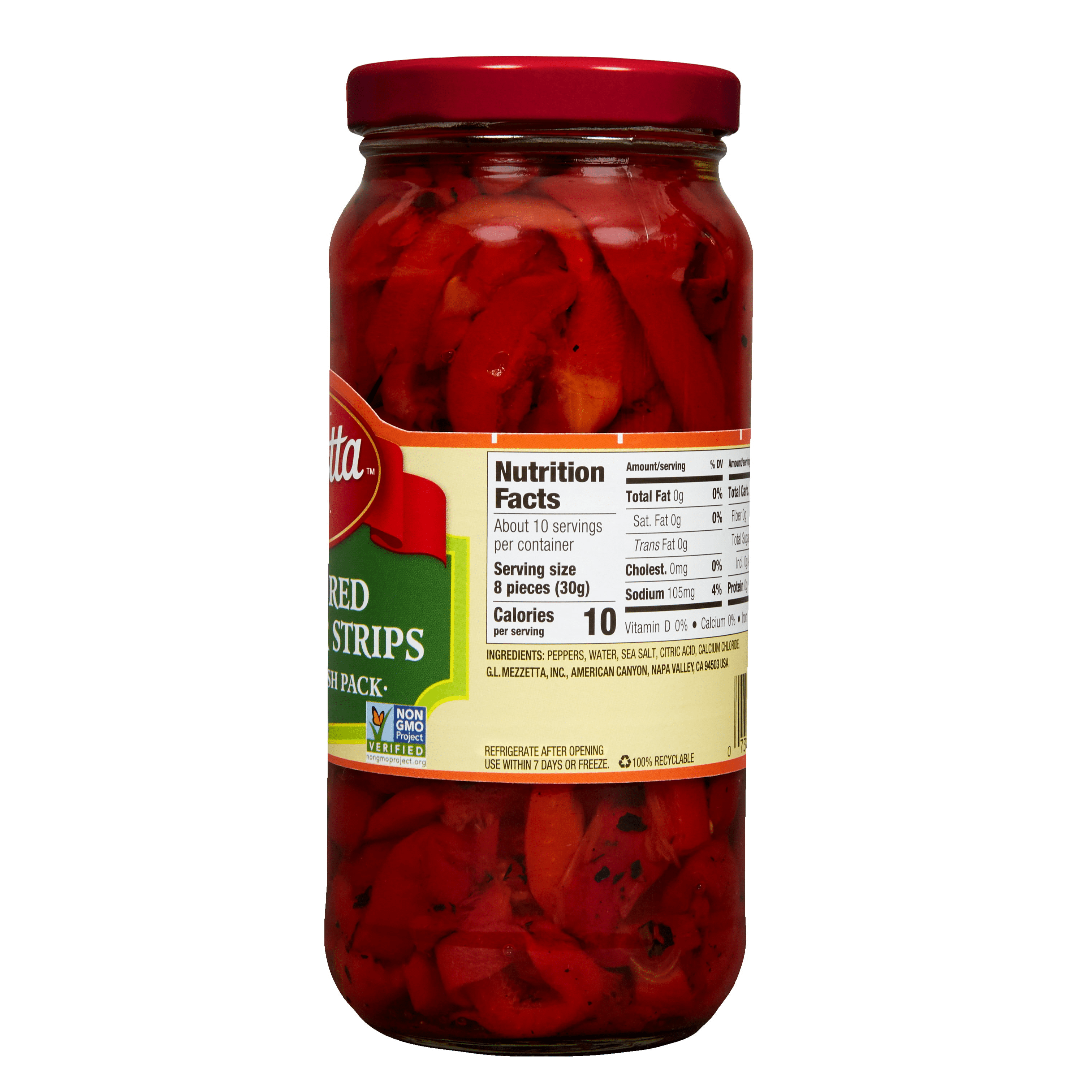 (3 pack) Mezzetta Roasted Red Bell Pepper Strips, 16 fl oz Jar
