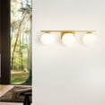 thumbnail image 2 of 3-Light Wall Light Gold Wall Lamp Modern Glass Bathroom Bedroom Lighting Decor, 2 of 13