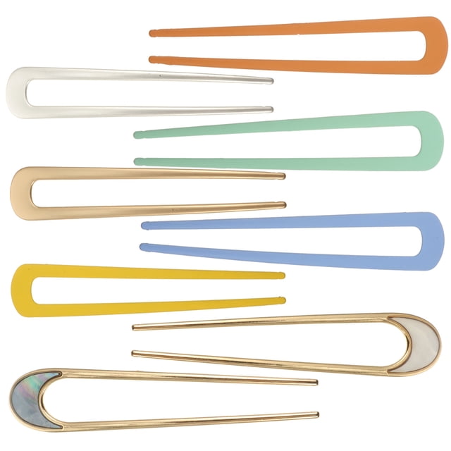 SHINYPASING 8Pcs Simple Metal Hairpins U Shape Hair Forks Assorted Color Elegant Lady Barrettes