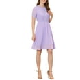 thumbnail image 4 of INSPIRE CHIC Women's Flowy Lace Insert Casual Fit and Flare Dresses Purple S, 4 of 6