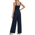 thumbnail image 4 of ABATAB Women's Casual Loose Overalls One Piece Sleeveless Smocked Jumpsuits Wide Leg Long Pant Rompers with Pockets, 4 of 7