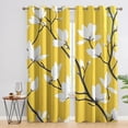 thumbnail image 2 of Magnolia Curtains For Living Room, Branches Flower Blackout Curtains 2 Panels Set For Bedroom, Yellow Floral Patterned Grommet Window Treatments Room Decor 42"W x 90"L, 2 of 6