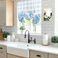 thumbnail image 6 of Light Blue Flowers Butterfly Tie Up Curtain 45 Inches Long, Hydrangeas Flowers Green Leaf Plaid Balloon Style Kitchen Window Curtain Over Sink, Small Window Rod Pocket Curtain 34"x45", 6 of 9