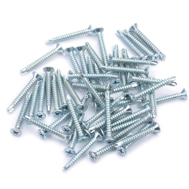 50pcs M4.2 Tête Plate Auto Perçage Auto Taraudage Vis de Forage Queue Vis Ensemble (M4.2 * 25)