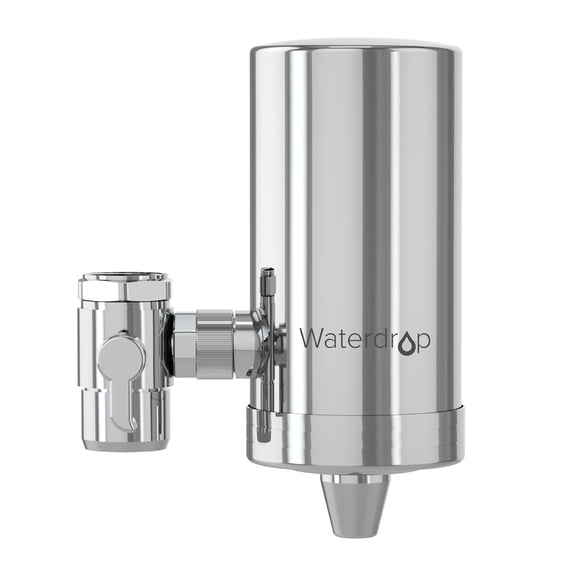 Waterdrop Stainless-Steel Faucet Water Filter, Carbon Block Water Filtration System,WD-FC-06(1 Filter Included)