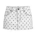 thumbnail image 4 of Unir Women Retro Polka Dot Stretch Denim Mini Skirt Mid Rise Button Zip Built-In Safety Liner Y2K Street Casual Short Bottom 1PC S-XL Plus Size Friendly, 4 of 4