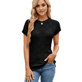 thumbnail image 1 of Tops de Verano con Mangas para Mujer, Suéter Informal de Punto de Corta, Camisas Holgadas Negro XL, 1 of 9