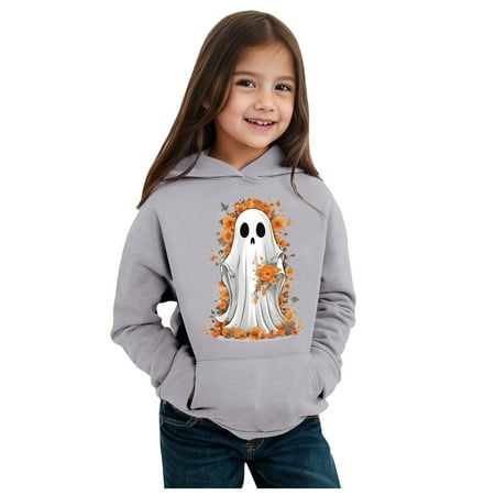 

Halloween Costumes for Kids Child Toddler Boys Girls Long Sleeve Letter Prints Warm Hoodie Pullover Tops Kids Sweat Girls Sweatshirt Kids Hoodie(Color:Grey Size:)