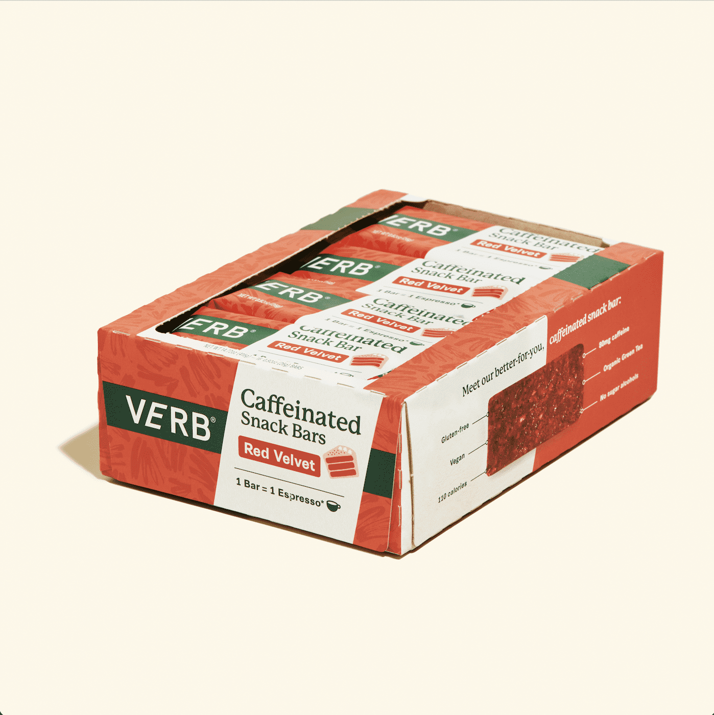 Verb Caffeinated Snack Bars, Red Velvet Flavor 16ct Caddy