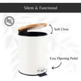 thumbnail image 3 of White Trash Can with Bamboo Lid and Pedal, 2.5L Capacity, 3 of 7