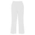 thumbnail image 5 of Stamzod Capri Pants for Women Summer Solid Color Stretch Waist Wide Leg Yoga Capris with Pockets Casual Loose High Waisted Cropped Pants for Women White B XL, 5 of 6