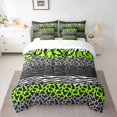 thumbnail image 2 of Castle Fairy Animal Leopard Cheetah Zebra Print Bedding Comforter Set 7pcs for Kids Teens Adults,Abstract Stripes Lines Queen Bedding Sets Super Cozy,Vintage Aesthetic Queen Sheet Sets, 2 of 7