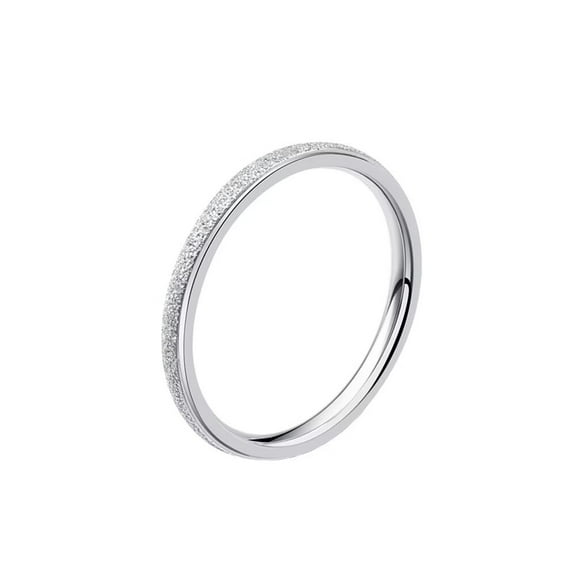 PAURO Women's Men's Stainless Steel Thin 2mm Sandblast Finish Wedding Band Dome Rings Stackable Silver Size 8