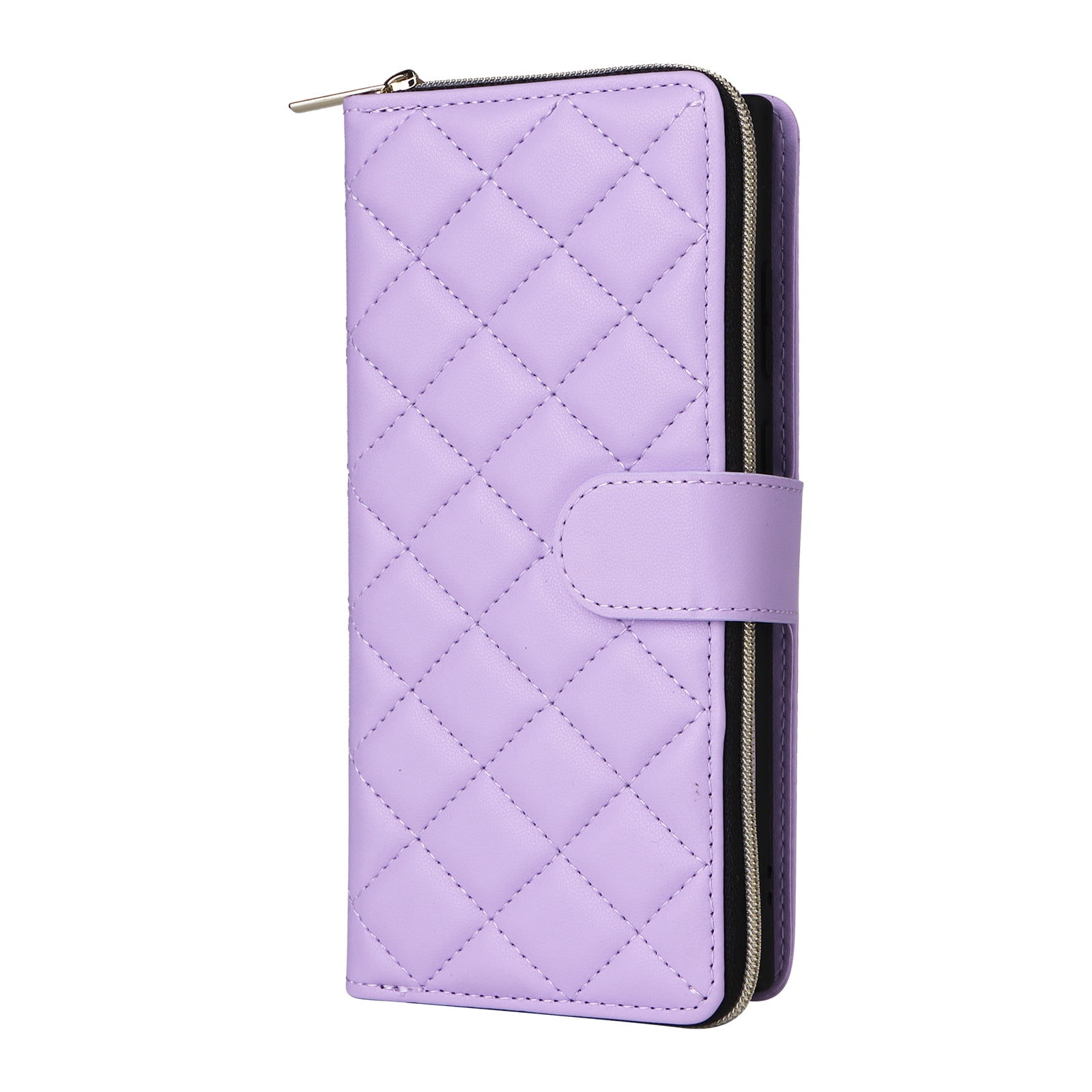 for Samsung Galaxy S24 Ultra Wallet Case, Multi-Functional Zipper Purse Case, with Flip Stand Card Holder PU Leather Phone Cover with Lanyard & Wrist Strap for Samsung Galaxy S24 Ultra, Purple
