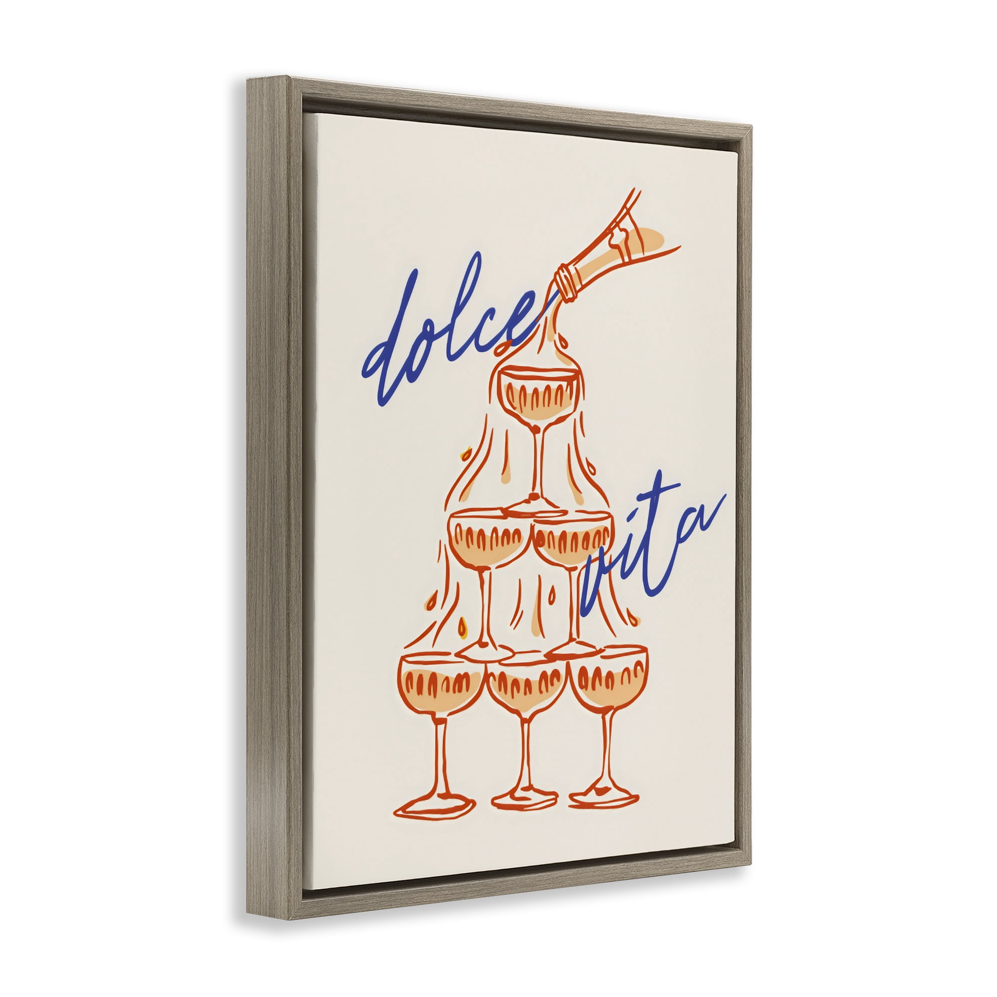 Stupell Industries Dolce Vita Champagne Tower Brown Framed Floater Canvas Wall Art, design by The Prints Vibe