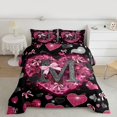 thumbnail image 2 of Homewish Initial M Letter Full Size Comforter Sets, Kawaii Princess Bowknot Bedding Comforter Set, Romantic Love Heart Reversible Bedding Sets, Breathable Home Decor, 3 Pieces, 2 of 8