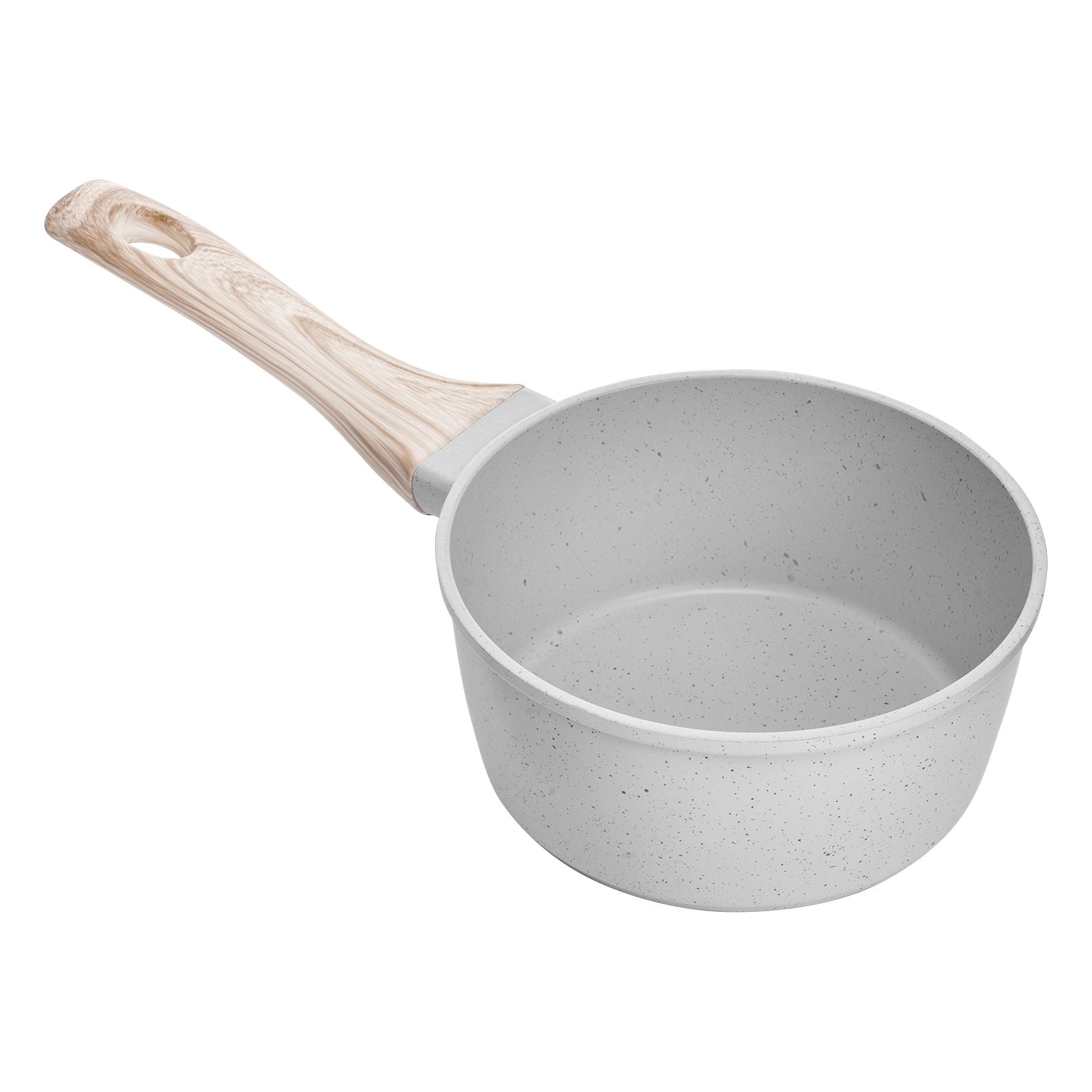 Nonstick Saucepan 1.5QT with Lid, Marble Coating Aluminum Construction, Thickened Body, Ergonomic Handle, Compatible with Gas Electric Induction, Multipurpose Cooking