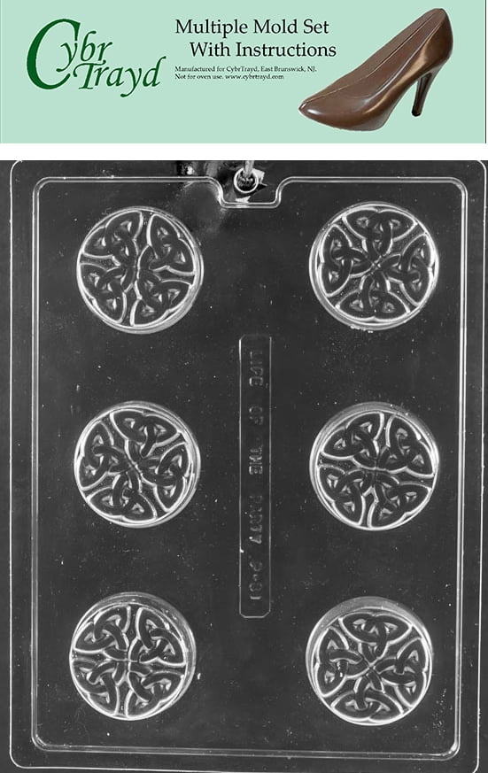 Cybrtrayd P031 Life of The Party Celtic Cookie Chocolate Candy Mold with Exclusive Copyrighted Molding Instructions Clear