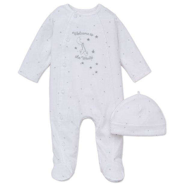 LTM Baby Unisex To The World Snap Front Footie Pajamas For