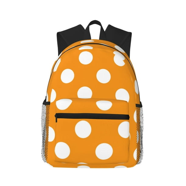 Easygdp Orange And White Polka Dot Mochila Casual para Portátil, Mochila para Escuela, Viajes, Negocios