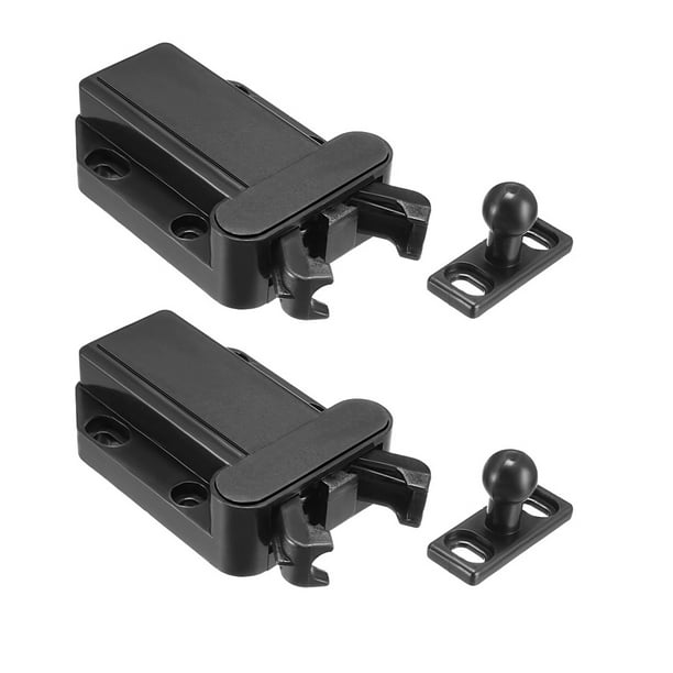 Push Open Latch Lock Touch Catch for Bedroom Cupboard Drawer Black 2Pcs