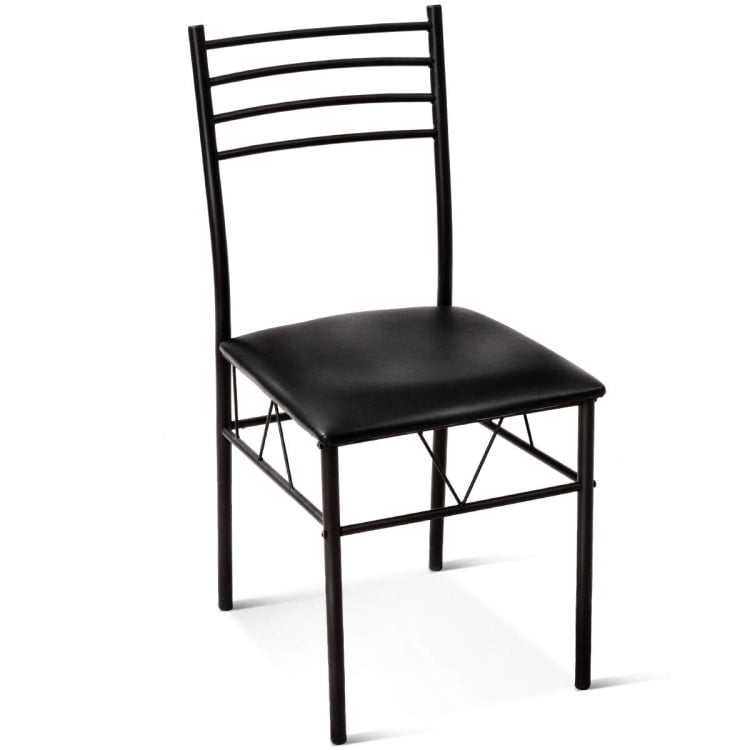 Finihen Dining Set, Dining Table Set, 5 Pieces Dining Set with Tempered Glass Top Table and 4 Upholstered Chairs, for Home, Restaurant, Black Finihen Dining Set, Dining Table Set, 5 Pieces Dining Set with Tempered Glass Top Table and 4 Upholstered Chairs, for Home, Restaurant, Black