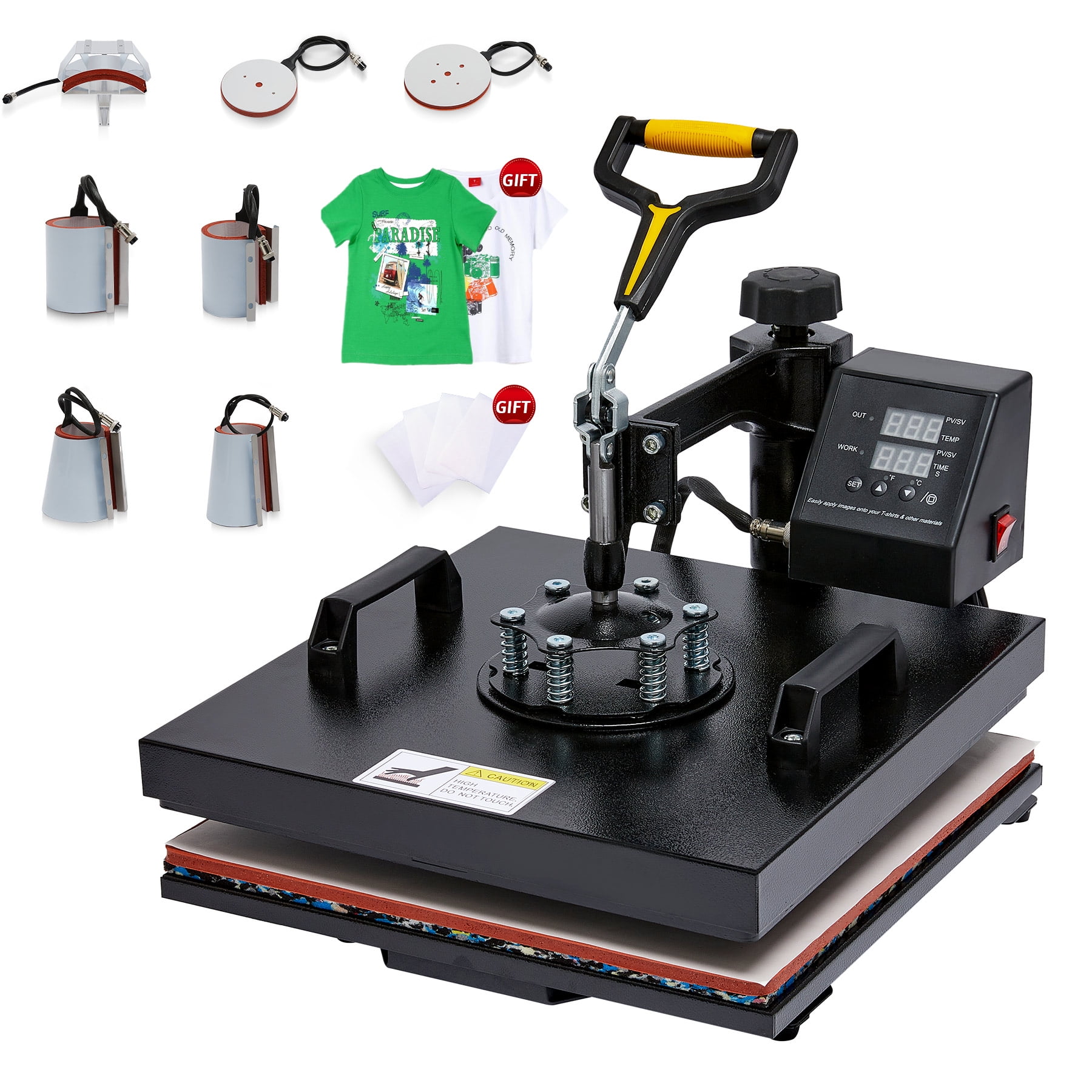 【US+CA】Heat Press Transfer Machine T-Shirt Mug Cap Sublimation Printer Printing 