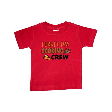 

Inktastic Thanksgiving Turkey Day Cooking Crew with Turkey and Pumpkin Pie Gift Baby Boy or Baby Girl T-Shirt