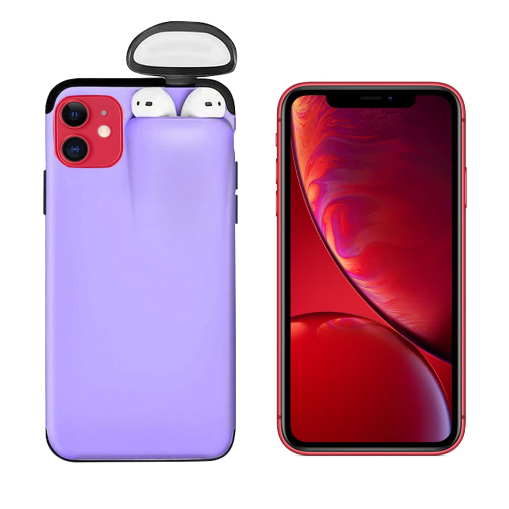 Unified Protection Silicone Gel Rubber 2 in 1 AirPods Phone Cover Case For  Apple iPhone 11 (AirPods 1/2 Only) - Purple | Walmart Canada