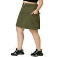 thumbnail image 4 of MODA NOVA Juniors' Plus Size Skorts Skirt A Line Casual Above Knee Zipper Front Flare Skirts Army Green 3X, 4 of 6