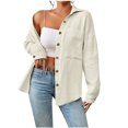 thumbnail image 2 of AXXD Basic Summer Tops for Women 2024 2024 Trendy Casual Long Sleeve Pocket Turndown Collar Button Shirt Tops, 2 of 7
