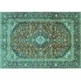 thumbnail image 1 of Ahgly Company Machine Washable Indoor Rectangle Persian Turquoise Blue Traditional Area Rugs, 7' x 9', 1 of 4