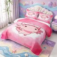 thumbnail image 3 of Manfei Pink-Blue Axolotl Quilt King,Watercolor Salamander Print King Coverlet Set,3pcs,1 Bedspread and 2 Pillowcases, 3 of 7