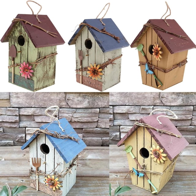 Comedero para Pájaros Decorativo de 3 Piezas para Casa de Pájaros con Decoración de Jardín de Cuerda Colgante DYNWAVEMX Casas decorativas para pájaros al aire libre